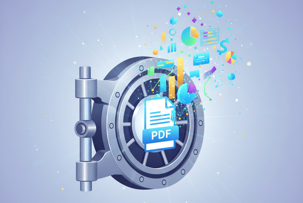 Creative illustration of unlocking financial data from PDFs